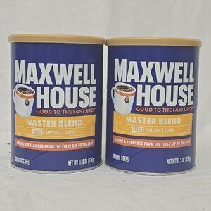 2 PACK Maxwell House Master Blend Mild Roast Ground Coffee 11.5 oz Each Canister